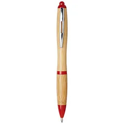Bullet Bullet Nash Druckkugelschreiber aus Bambus, blaue Mine, Braun / rot, – Produktbild 1 von 1