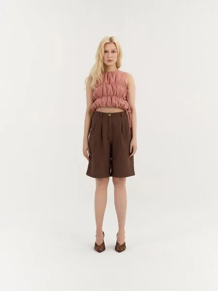 AmourLinen AmourLinen Klassische Leinen-Shorts LEONA, Kakao (braun), – Produktbild 1 von 1