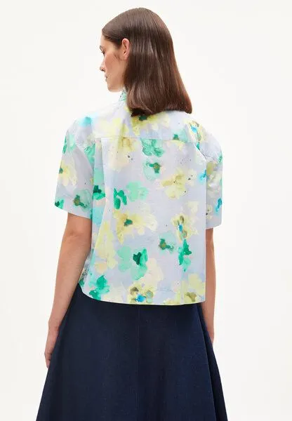 ARMEDANGELS ARMEDANGELS ELIANAA AQUA FLORAL - Damen Bluse Relaxed Fit aus Bio-Baumwolle, Morning sky, – Produktbild 2 von 4