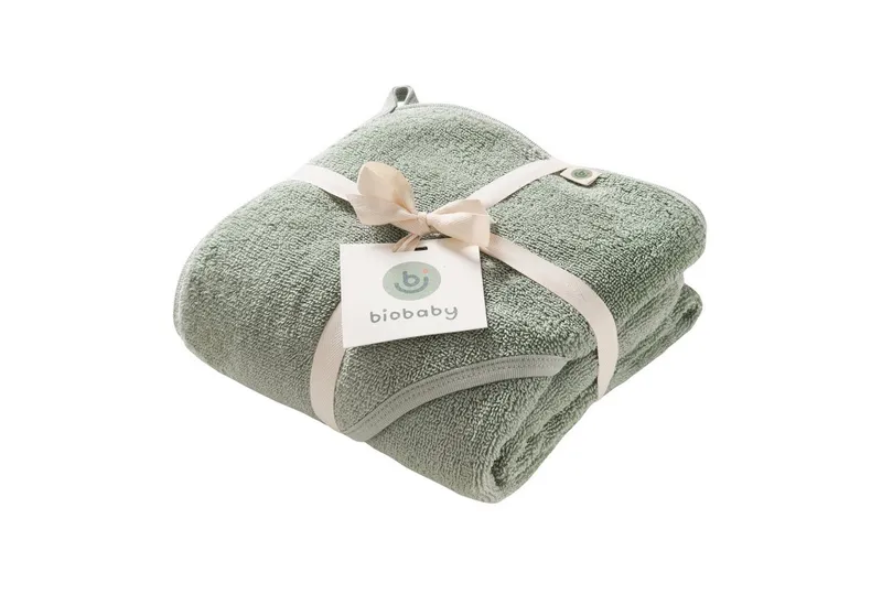 People Wear Organic People Wear Organic Kapuzenhandtuch, Biobaby Kapuzenhandtuch, Frottee, 100% Baumwolle (kbA), 80x80cm, Grün, – Produktbild 1 von 3