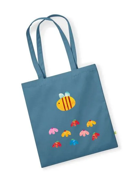 MelaDi MelaDi Tragetasche / Tote Bag aus Biobaumwolle - Blumenwiese auf Sky Blue – Produktbild 2 von 2