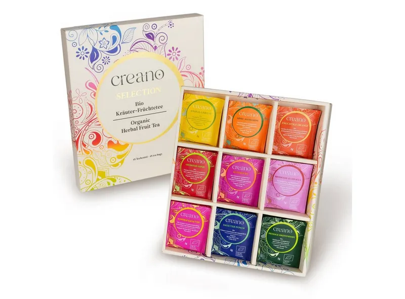 Creano Tee Bio Früchte- Kräutertee 45er Geschenkset „ORGANIC HERBAL TEA“*, 1 x 45 St. (45 Bio-Teebeutel) – Produktbild 1 von 5