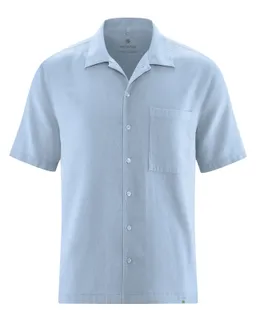 HempAge Hempage Herren vegan Kurzarmhemd Rauchblau – Produktbild 1 von 1