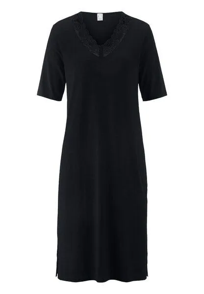 hessnatur hessnatur Kurzarm Nachthemd PURE SENSE aus TENCEL Modal, Schwarz, – Produktbild 3 von 4