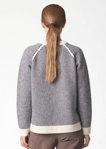Klitmøller Collective Klitmøller Collective Kate Merino-Strick-Pullover, Wollweiß-blau, – Produktbild 2 von 4