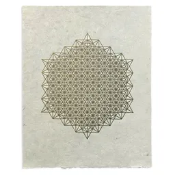 Veskor Cassiopeia Veskor Cassiopeia STERN TETRAEDER 512 Heilige Geometrie Linoldruck | 40 x 50 cm | Gold auf Naturweiß – Produktbild 1 von 1