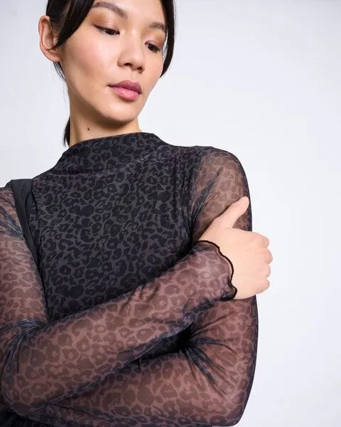 JAN N JUNE JAN 'N JUNE Mesh-Maxikleid ZALDI, Dark leo print, – Produktbild 3 von 4