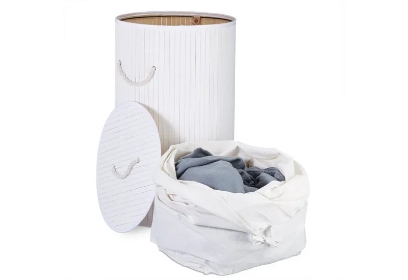 RELAXDAYS RELAXDAYS Wäschekorb Bambus rund (1 St), Weiß, – Produktbild 5 von 5