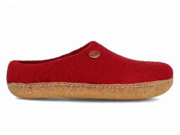 WoolFit WoolFit Barfuß-Hausschuhe handgemacht mit Naturgummisohle für Damen und Herren, Dunkelrot, – Produktbild 2 von 4