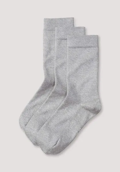 hessnatur hessnatur Damen-Socke im 3er-Pack aus Bio-Baumwolle, Grau, – Produktbild 1 von 2