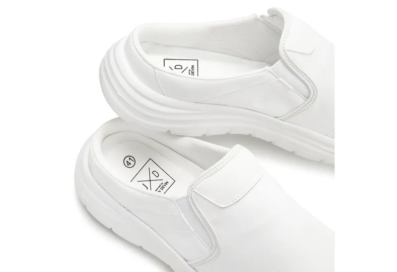 John Devin John Devin Clog, Pantolette, Schlappen, Slipper, Slip-On-Sneaker Sabot mit leichter Sohle, Unisex VEGAN, Weiß, – Produktbild 5 von 5