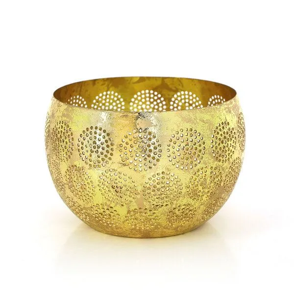 GLOBO Fair Trade GLOBO Fair Trade Windlicht MANDALA GOLD aus Eisenblech, Fair Trade aus Indien – Produktbild 1 von 2