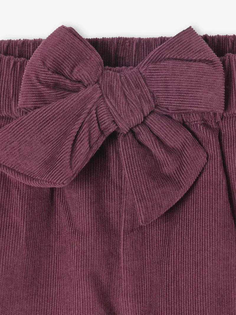 Vertbaudet Baby Shorts aus Feincord mit Bindegürtel, Aubergine, – Produktbild 3 von 3