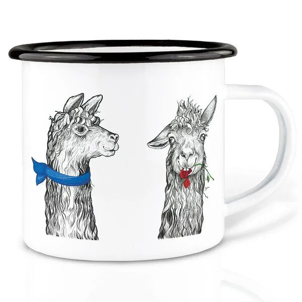 LIGARTI Emaille Tasse – Lama Club – LIGARTI Tiermanufaktur – Produktbild 1 von 4