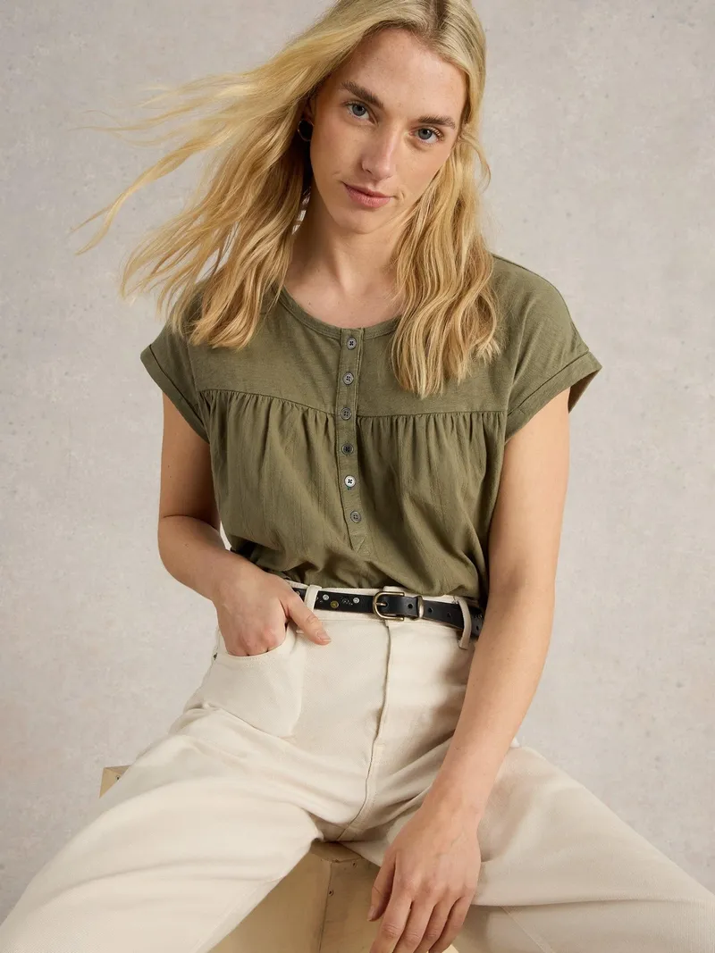 White Stuff Top Bethany - 42, Khakigrün, – Produktbild 3 von 4