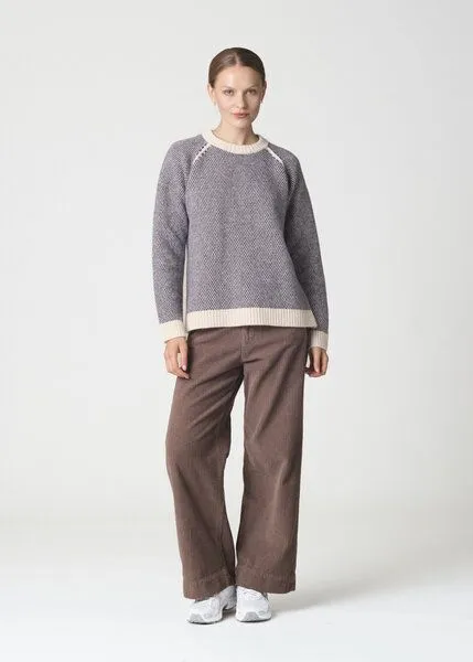 Klitmøller Collective Klitmøller Collective Kate Merino-Strick-Pullover, Wollweiß-blau, – Produktbild 3 von 4