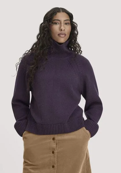 hessnatur hessnatur Strick Pullover Relaxed aus Bio-Merinowolle mit Bio-Baumwolle, Dunkle traube, – Produktbild 1 von 4