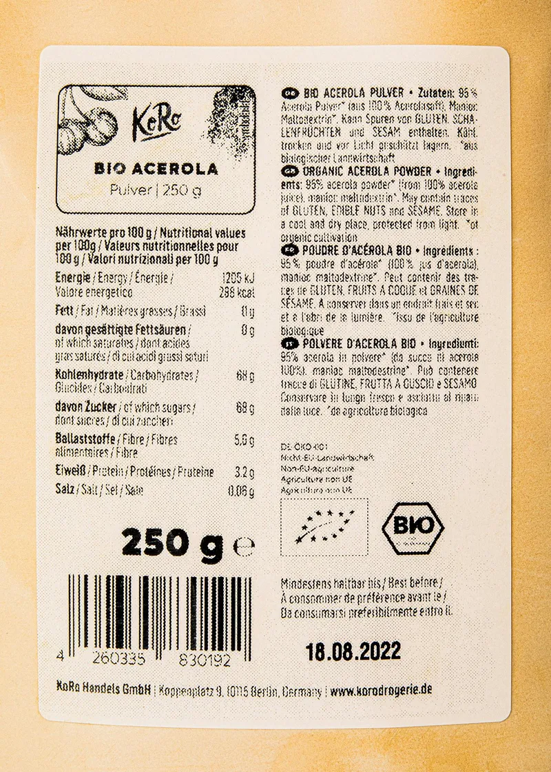 KoRo Bio Acerola Pulver | 250 g – Produktbild 3 von 5