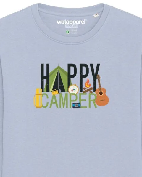 watapparel watapparel Sweatshirt Unisex Happy Camper, Serene blue, – Produktbild 3 von 4
