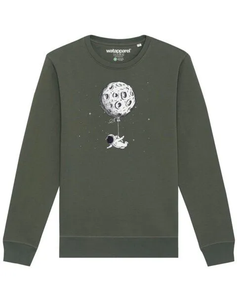 watapparel watapparel Sweatshirt Unisex Funny Spaceman, Khaki, – Produktbild 1 von 4