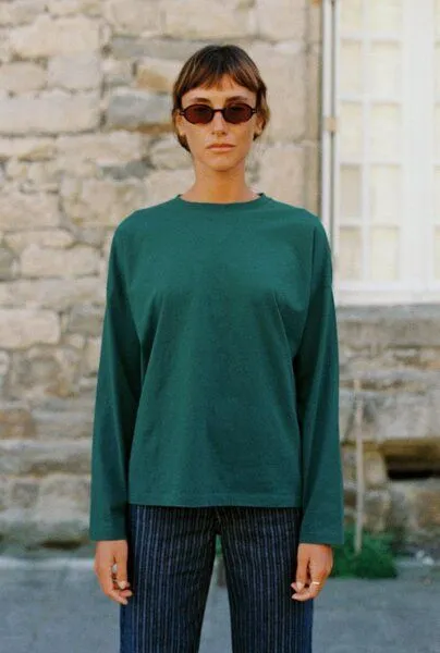 Nénés Nénés Oversize-T-Shirt mit langen Ärmeln aus Baumwolle – Maelle, Grün, – Produktbild 4 von 4