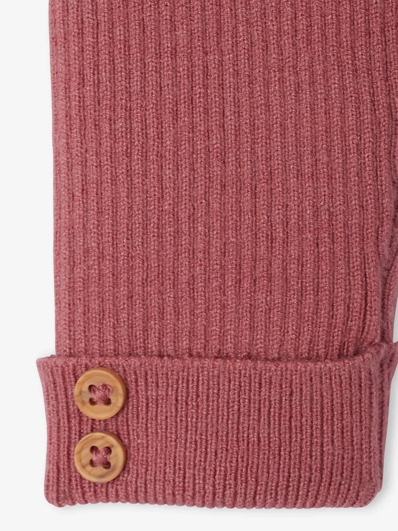 Vertbaudet Baby Strick-Leggings mit Schleife und Zierknöpfe, Altrosa, – Produktbild 2 von 2
