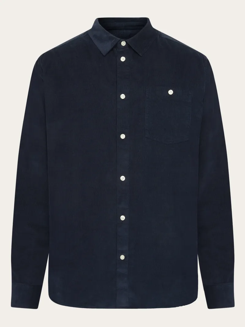 KnowledgeCotton Apparel KnowledgeCotton Apparel Herren vegan Hemd Corduroy Regular Total Eclipse Navy, Extra dunkelblau, – Produktbild 1 von 2