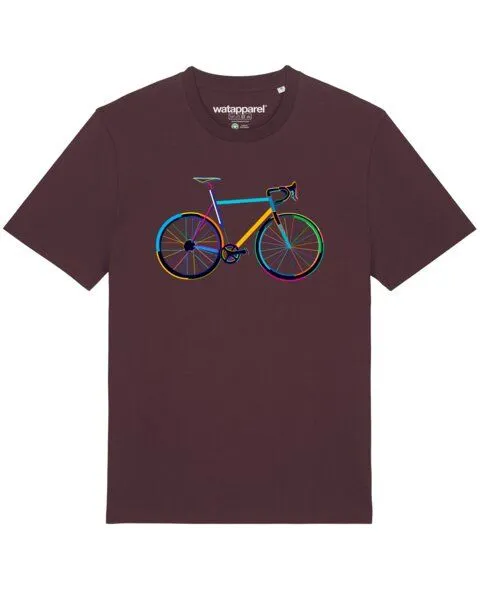 watapparel watapparel T-Shirt Fahrrad by night, Red brown, – Produktbild 1 von 3