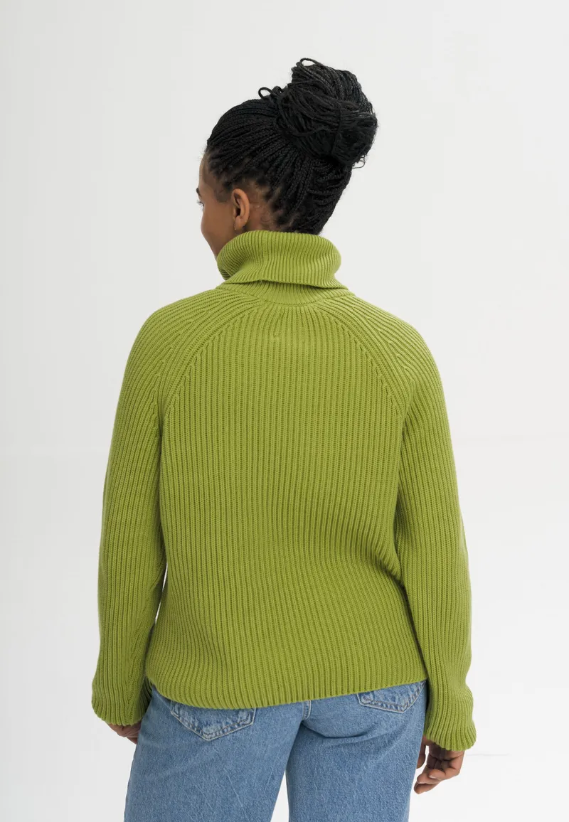 MELA MELA Damen vegan Strickpullover Mit Rippbündchen Und Rollkragen Chirha Seaweed, Grün, – Produktbild 1 von 2