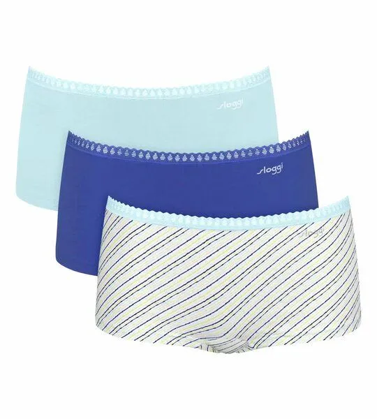 Sloggi Sloggi 3er Pack Shorts GO Crush Bio-Baumwolle, Blau, – Produktbild 1 von 3