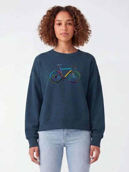 watapparel watapparel Sweatshirt Frauen Fahrrad by night, Deep teal, – Produktbild 2 von 2