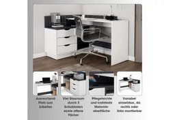 OTTO home Eckschreibtisch Bexley, mit viel Stauraum, Breite 129 cm, rechts oder links montierbar – Produktbild 1 von 1