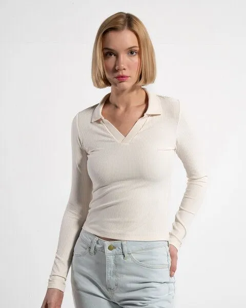 GORG GORG Damen Langarm Bluse aus Bio-Baumwolle & TENCEL Modal, Zartes beige, – Produktbild 1 von 4