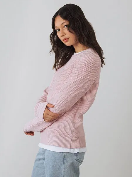 Honest Basics Honest Basics Damen Strickpullover aus 100% Bio-Baumwolle, Peony, – Produktbild 3 von 4