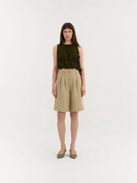 AmourLinen AmourLinen Klassische Leinen-Shorts LEONA, Beige (braun), – Produktbild 1 von 1