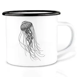 LIGARTI Emailletasse »Tiefseequalle« von LIGARTI | 300 oder 500 ml | handveredelt in Deutschland | Cup, Kaffeetasse, Emaillebecher, Camping Becher – Produktbild 1 von 1