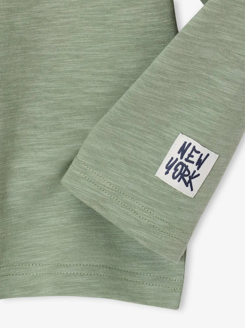 Vertbaudet Jungen Shirt mit Flockprint und Baumwolle salbei, Salbeigrün, – Produktbild 4 von 4