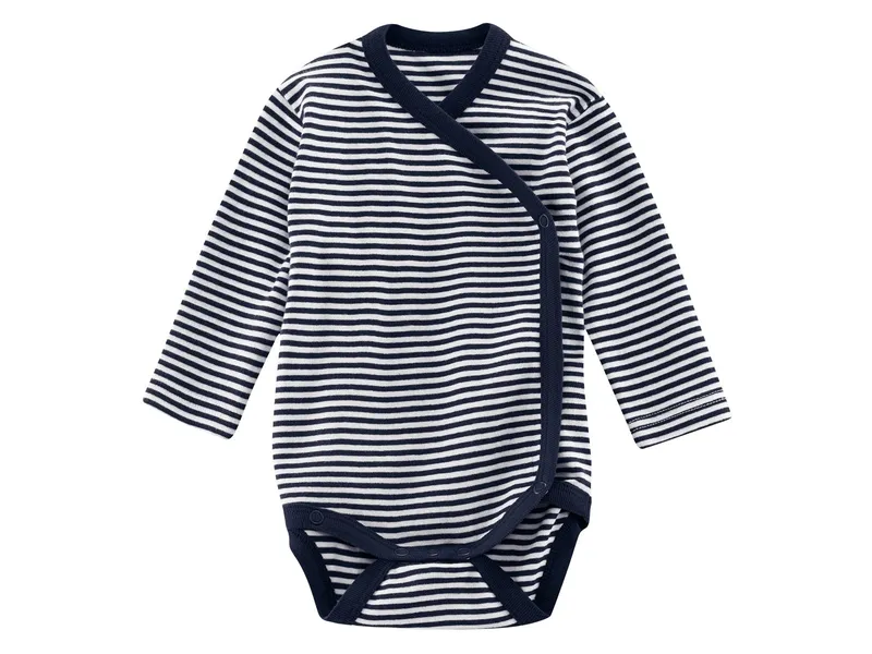 Living Crafts Living Crafts Baby Wickelbody Langarm Bio-Baumwolle marine-weiß gestreift Gr. 74/80, Blau, – Produktbild 1 von 1