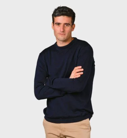 Klitmøller Collective Klitmøller Collective Merino-Strickpullover - Mens Basic Merino Wool - mulesingfrei, Blau (navy), – Produktbild 2 von 4