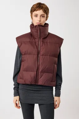 LangerChen LangerChen Damen vegan Weste Quilted Padded Burgundy – Produktbild 1 von 1