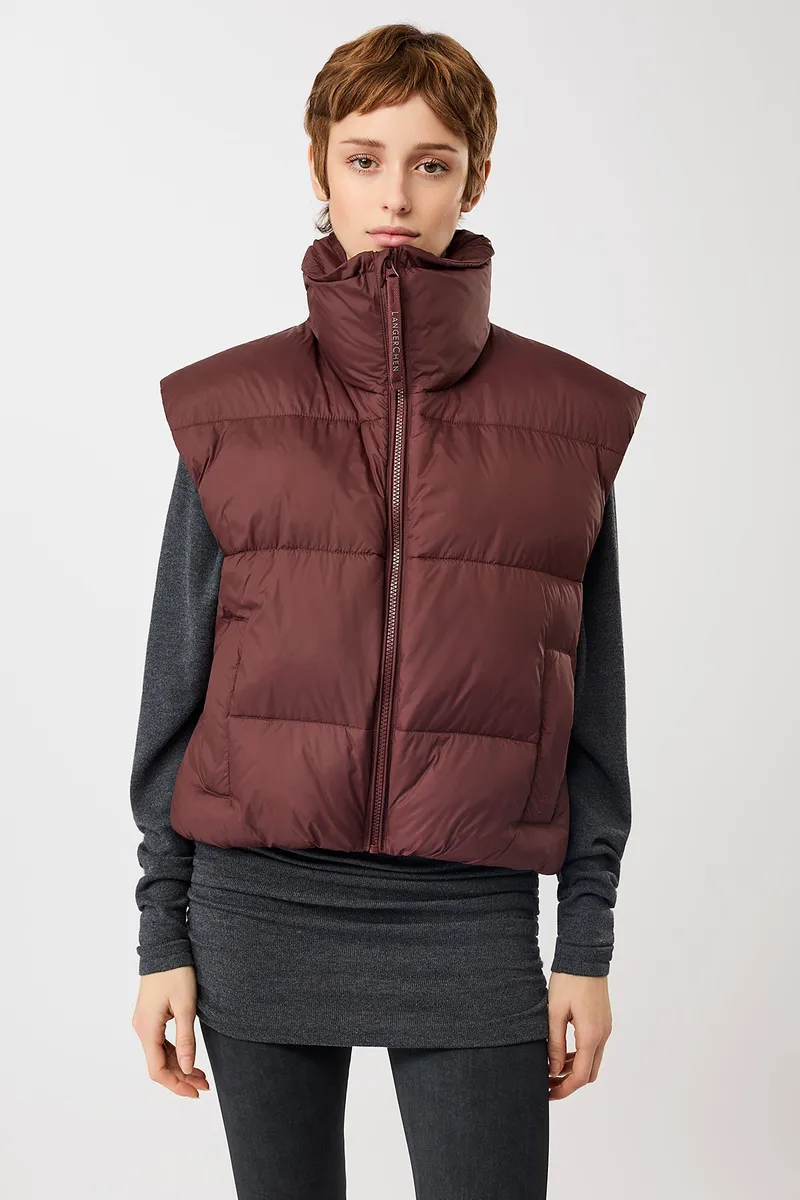 LangerChen LangerChen Damen vegan Weste Quilted Padded Burgundy, Dunkelrot, – Produktbild 1 von 2