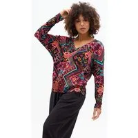 KOKOworld Bluse Saja Longsleeve – Viskose farbenfroher KOKOworld Print weiter Schnitt V-Ausschnitt – perfekt für Yoga – Fair produziert, Telar (mehrfarbig), – Produktbild 1 von 1