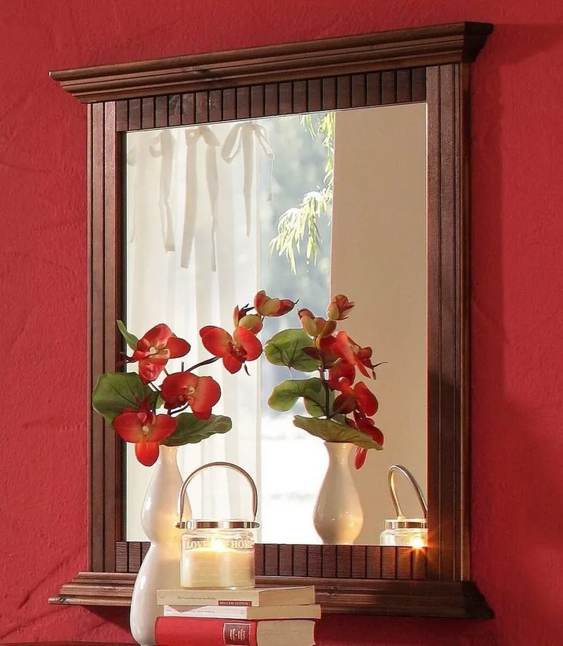 OTTO home Spiegel Rustic, Garderobenspiegel, Landhausstil (Made in Europe), Rahmen in Kiefer massiv, Breite 78 cm, mit Zierfräsungen, Braun, – Produktbild 3 von 8