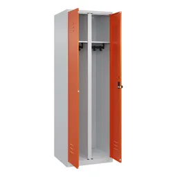 C+P C+P Schwarz-Weiß-Spind Classic PLUS, 2 Abteile, 1850x600x500mm, Lichtgrau/Reinorange – Produktbild 1 von 1