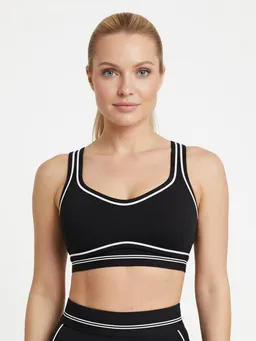 Yoga Hero Yoga Sport-BH Damen – Contrast Heartline Schwarz – Nachhaltiger Sport BH – Yoga Hero – Produktbild 1 von 1