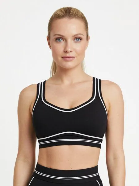 Yoga Hero Yoga Sport-BH Damen – Contrast Heartline Schwarz – Nachhaltiger Sport BH – Yoga Hero, Schwarz, – Produktbild 1 von 4