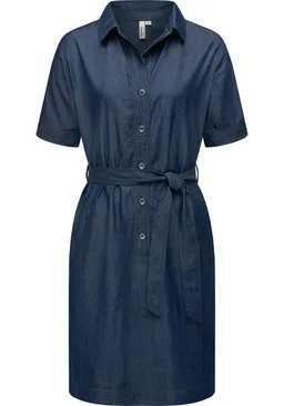 ragwear ragwear Jeanskleid Rozyna Denim Midikleid in Denim-Optik mit Haifisch-Kragen – Produktbild 1 von 1