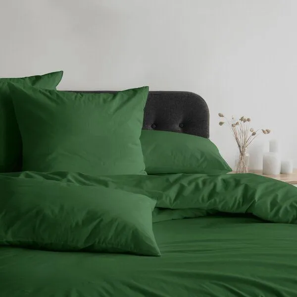 Schlafgut Schlafgut Bettwäscheset Knitted Jersey - 95% Biobaumwolle, 5% Elasthan - uni, Green mid, – Produktbild 1 von 3