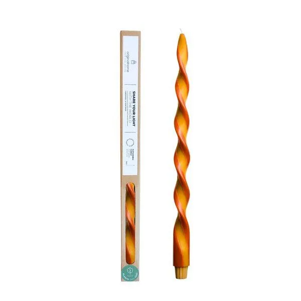 Originalhome Originalhome Gedrehte Duo Kerze für bewusste Geschenke - paraffinfrei & vegan., Orange, – Produktbild 1 von 3