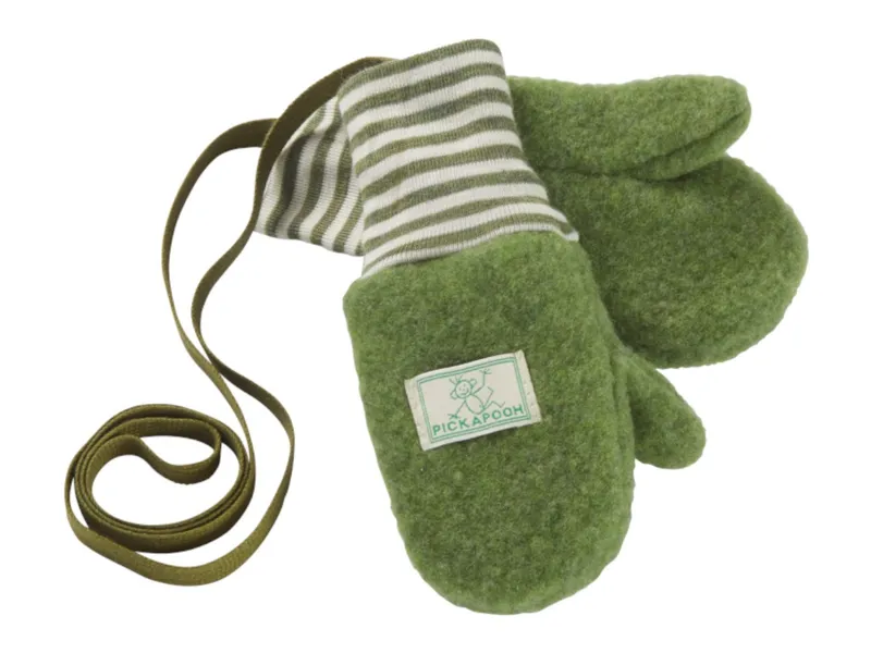 Pickapooh Pickapooh Baby und Kinder Fäustlinge Bio-Merinowolle Fleece moos (bis 2 Jahre), Grün, – Produktbild 1 von 2